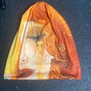 Orange yellow Light weight beanie with lovely print
